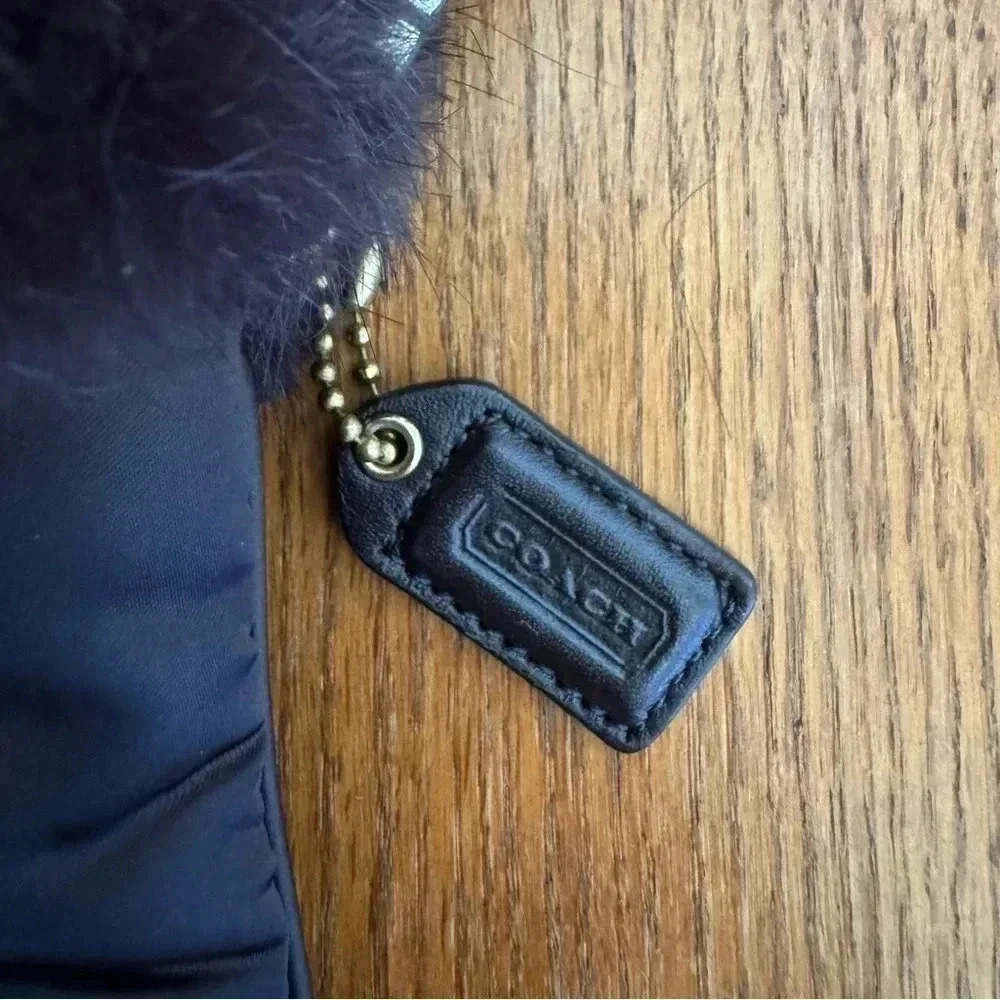 Coach Soho Ski, Satin, Wristlet With Rabbit Fur,  Brown, 7” W X 5” H - Picture 3 of 7